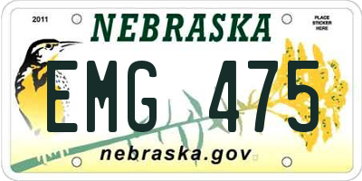 NE license plate EMG475
