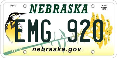 NE license plate EMG920