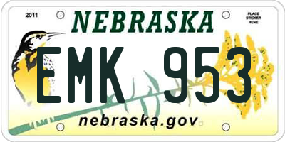 NE license plate EMK953