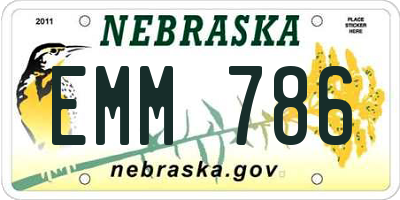 NE license plate EMM786