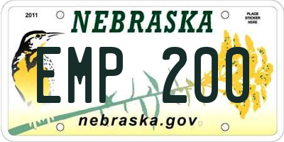 NE license plate EMP200