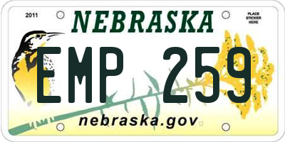 NE license plate EMP259