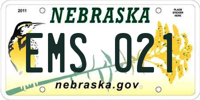 NE license plate EMS021