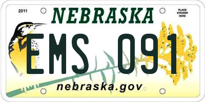 NE license plate EMS091