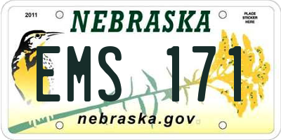 NE license plate EMS171