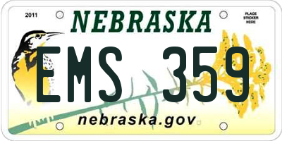 NE license plate EMS359