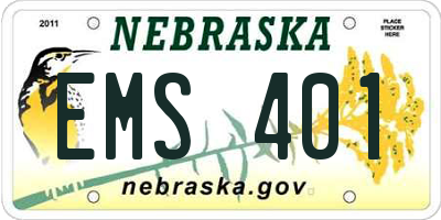 NE license plate EMS401