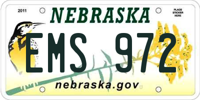NE license plate EMS972