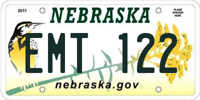 NE license plate EMT122