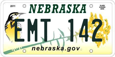 NE license plate EMT142