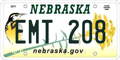 NE license plate EMT208