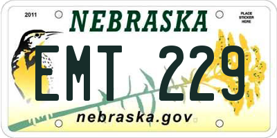 NE license plate EMT229