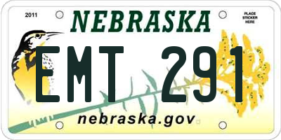 NE license plate EMT291