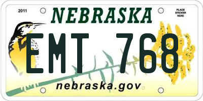 NE license plate EMT768