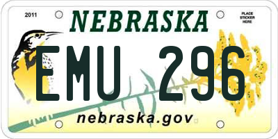 NE license plate EMU296