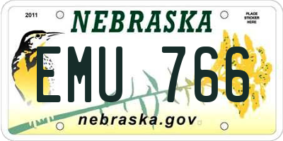 NE license plate EMU766