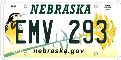 NE license plate EMV293