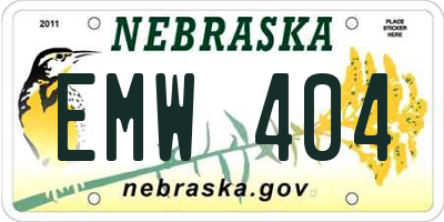 NE license plate EMW404