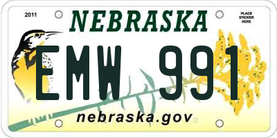 NE license plate EMW991