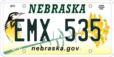 NE license plate EMX535