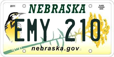 NE license plate EMY210