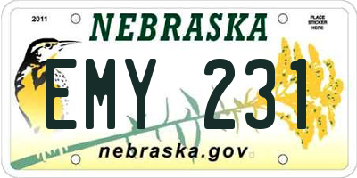 NE license plate EMY231