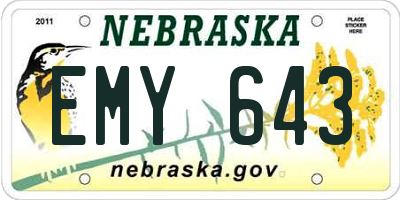 NE license plate EMY643