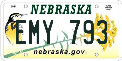 NE license plate EMY793