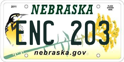 NE license plate ENC203