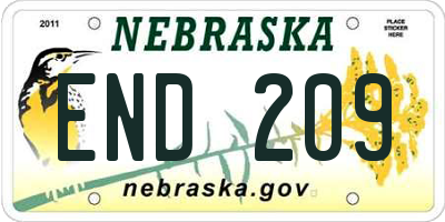 NE license plate END209