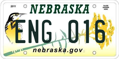 NE license plate ENG016