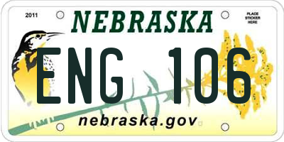NE license plate ENG106
