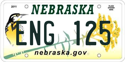 NE license plate ENG125