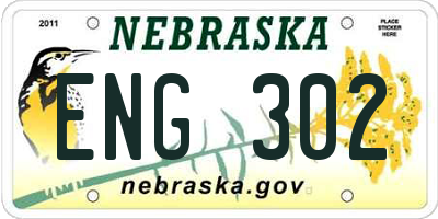 NE license plate ENG302