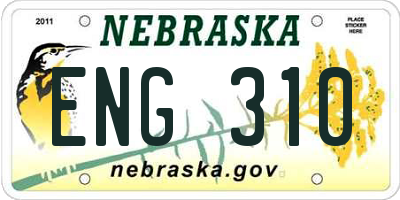 NE license plate ENG310