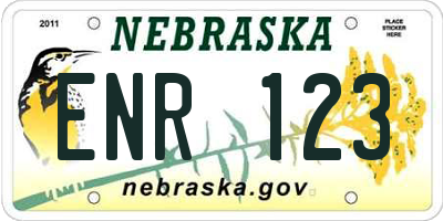 NE license plate ENR123