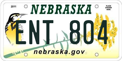 NE license plate ENT804