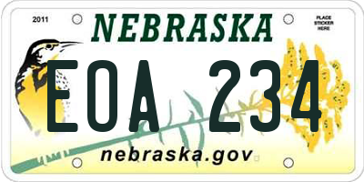 NE license plate EOA234