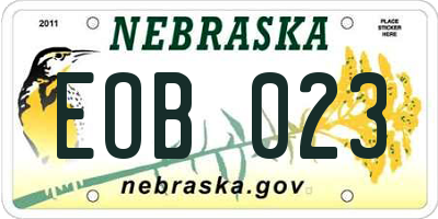 NE license plate EOB023