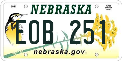 NE license plate EOB251
