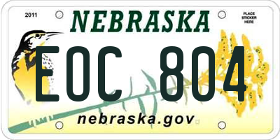 NE license plate EOC804