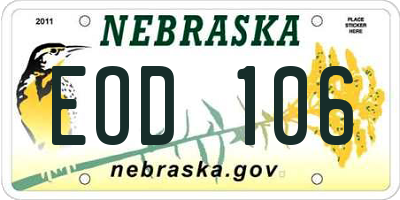 NE license plate EOD106
