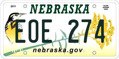 NE license plate EOE274