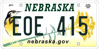NE license plate EOE415