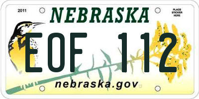 NE license plate EOF112