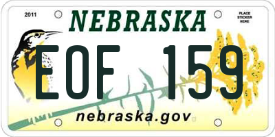 NE license plate EOF159