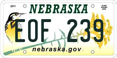 NE license plate EOF239