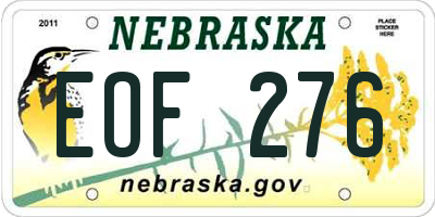 NE license plate EOF276