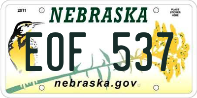 NE license plate EOF537