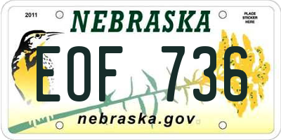 NE license plate EOF736